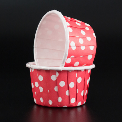Капсулы МИНИ для маффинов с бортиком Polca Dot Красные в горох 38*30 мм
