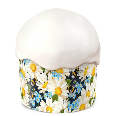 Форма бумажная кулич Ромашки d60 h45мм (10 штук)