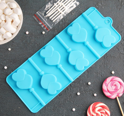 Форма для леденцов «Влюблённость», 9,5×24×1 см, 6 ячеек, цвет МИКС