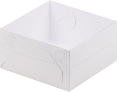 Коробка для зефира с пластиковой крышкой 120х120х60 мм белая РУ.