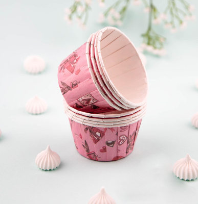 Форма бумажная "Маффин" 50*40 мм с ламинацией (Кокетка), 25 штук