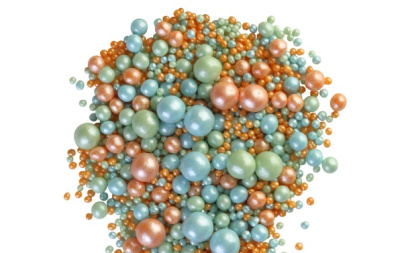 Воздушный рисовый жемчуг в шоколадной глазури Бирюза, персик, изумруд (241)