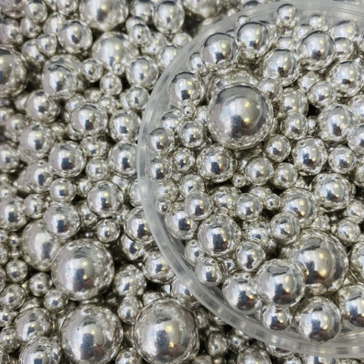 Посыпка кондитерская «Жемчуг Металлик микс размеров» серебро