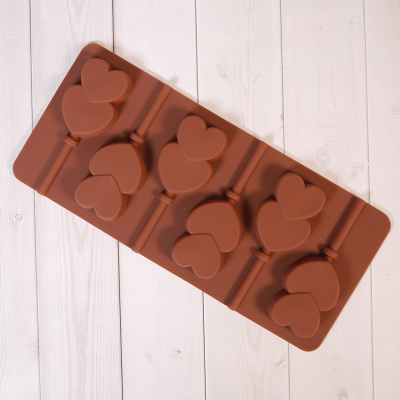 Силиконовая форма  для леденцов "Сердце двойное" 24*11, 6 ячеек