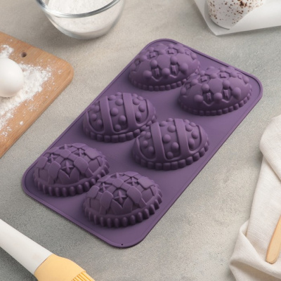 Форма для выпечки «Пасхальные яйца», 27×16,5 см, 6 ячеек (8,8×6 см)