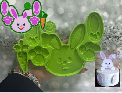 Молд силиконовый Зайка на тортик 12 см зел.