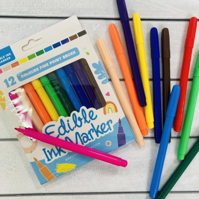 Пищевые фломастеры, яркие (12 шт) 