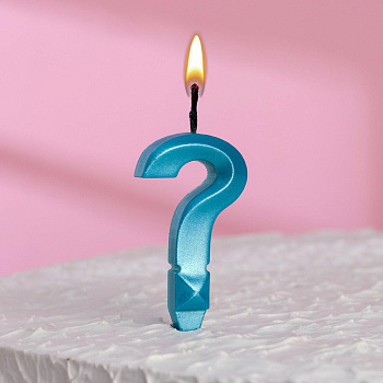 Свеча в торт "Грань", голубой металлик (цифра 0)