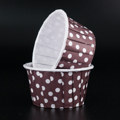 Капсулы для маффинов с бортиком Polca Dot Коричневые в горох 50х40 мм 