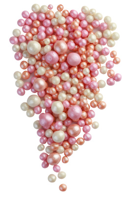 Воздушный рисовый жемчуг в шоколадной глазури Персик, розовый, серебро микс (177)