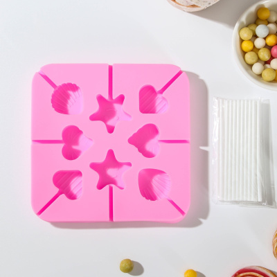 Силиконовая форма для леденцов «Морской берег», 8 ячеек, 12,5×12,5×1,5 см, с палочками, 20 шт,