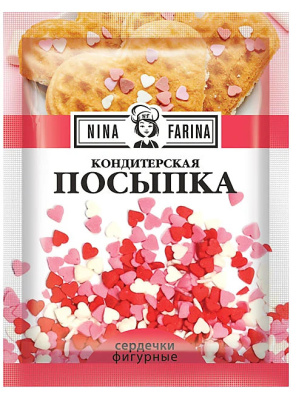 Кондитерская посыпка «Nina Farina», 15 г, «Фигурные сердечки»