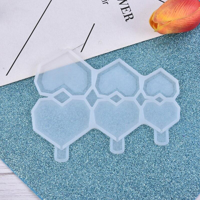 Силиконовая форма для леденцов «Сердечки алмазные погремушки 3 в 1» 13*10*4