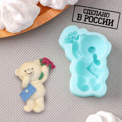 Силиконовая форма «Мишка с букетом», 6,1×4,6×1,4 см