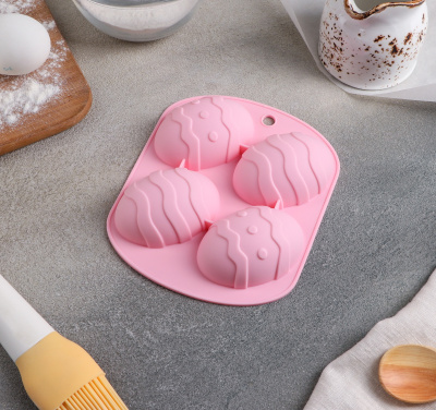 Форма для выпечки «Пасха.Пасхальное яйцо», 15×12,6×2,5 см, 4 ячейки, цвет МИКС