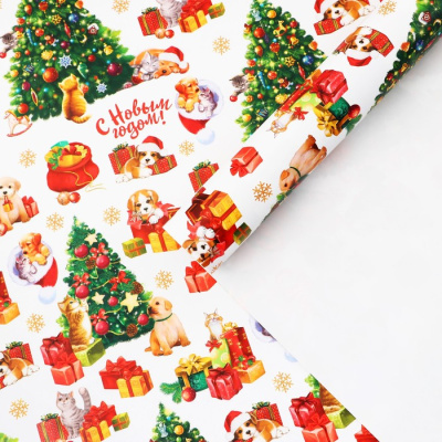 Бумага упаковочная глянцевая «Зимняя сказка», 70 × 100 см