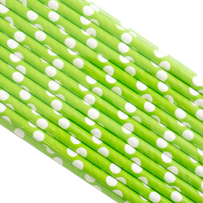 Палочки бумажные Салатовая в Белый горох 200*6 мм, 25 шт