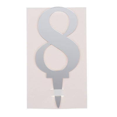 Топпер «Цифра» 16 см, акрил, серебро