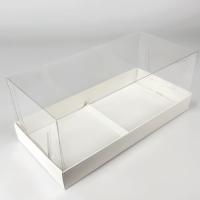 Коробка под муссовые пирожные 2 шт С ПЛАСТИКОВОЙ КРЫШКОЙ 190х90х80 мм, белая РУ.