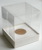 Коробка капкейки с пластиковым куполом, белая (100х100х120 мм) РУ.