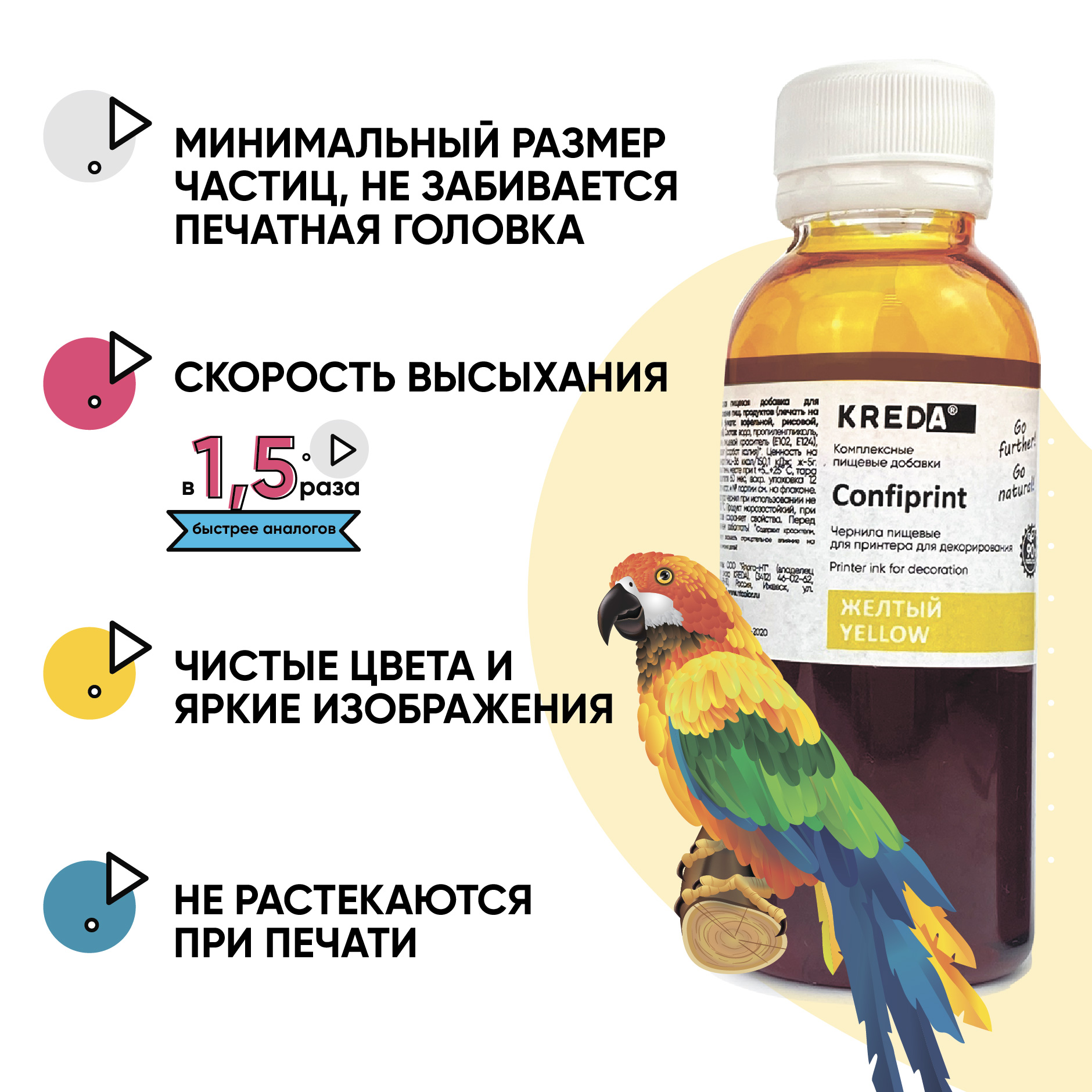 Чернила Confiprint для принтера для декор. KREDA, 100 мл (желтый)