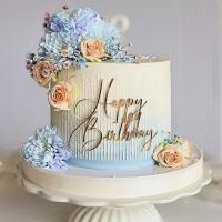 Топпер для торта боковой «Happy Birthday 17», золото