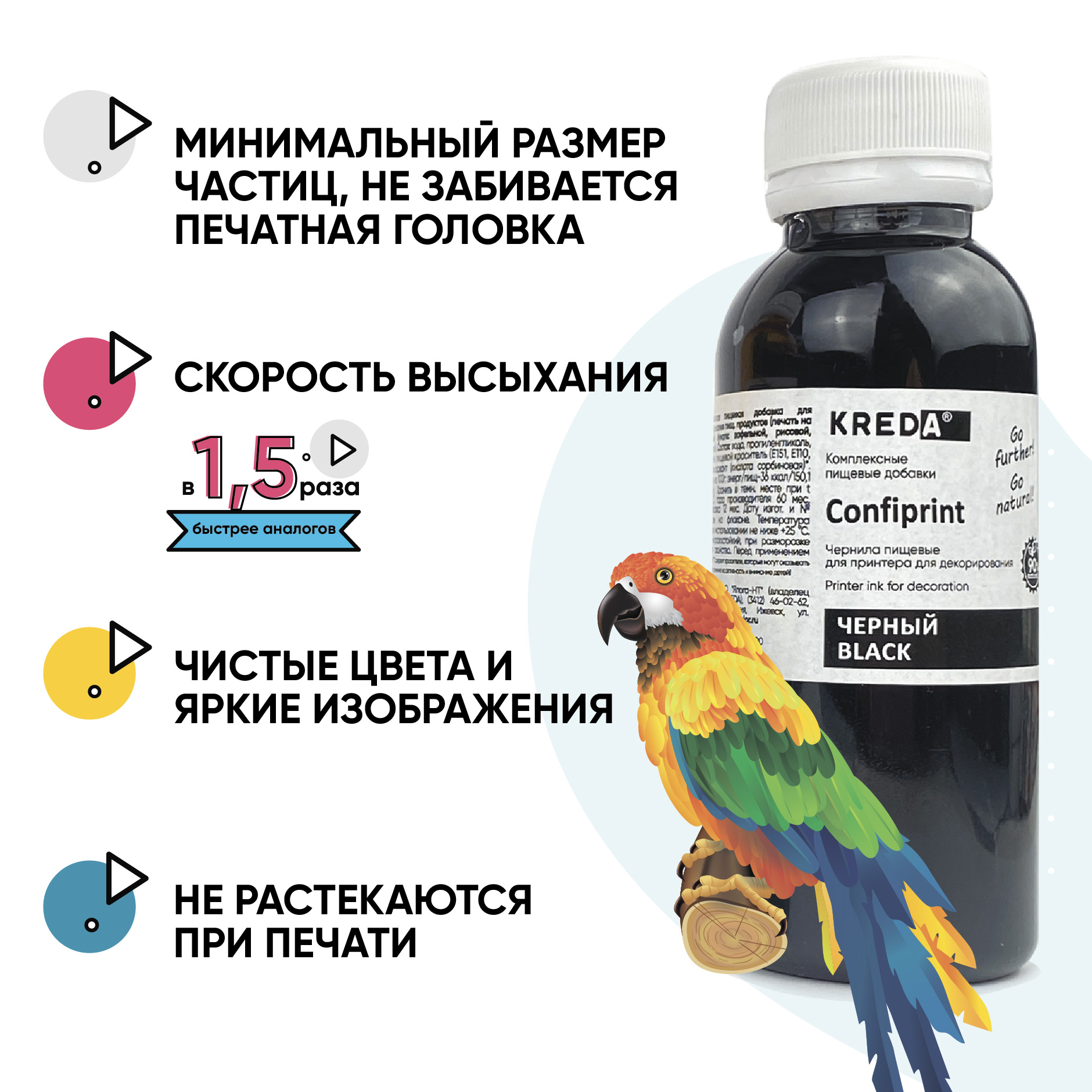 Чернила Confiprint для принтера для декор. KREDA, 100 мл (черный)