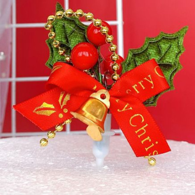 Топпер «Merry Christmas» с зелеными листочками 