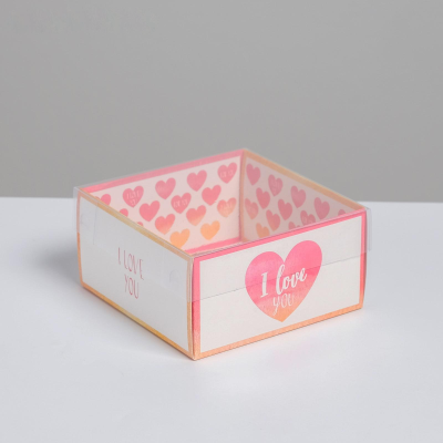 Коробка для Бенто тортов с PVC крышкой «I love you», 12 х 6 х 11,5 см