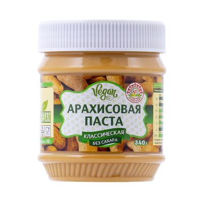 Арахисовая паста "Азбука продуктов" Классическая без сахара, 340 гр