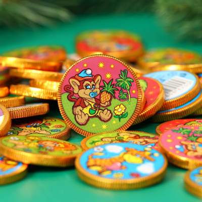 Шоколадные фигурки "Новогоднее ассорти" медаль, 4,5 г