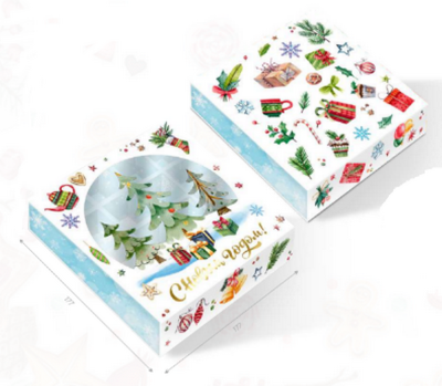 Коробка для 16 конфет "Елочки", 17,7 х 17,7 х 3,8 см