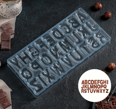 Форма для шоколада 27,5×13,5 см "Буквы английские", 26 ячеек