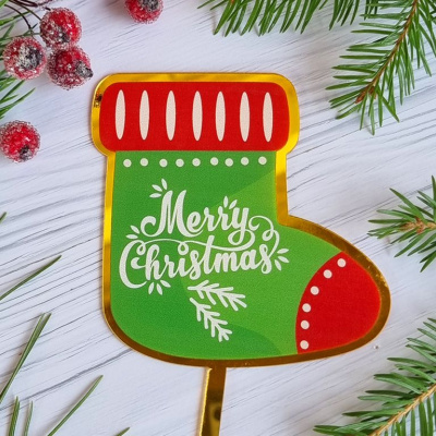 Топпер «Merry Christmas» рождественский сапожок 