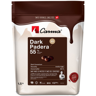 Шоколад темный Carma Dark Padera (55% какао) 1,5 кг (заводская)