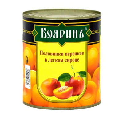 Персики половинки в легком сиропе Бояринъ, 3100 мл, упх6, ж/б