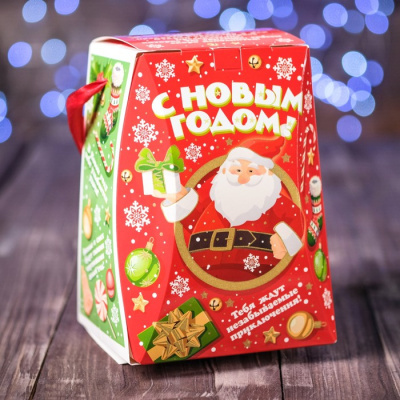 Коробка подарочная "Гостинец Санты", красный, 12,5х17,5х12 см
