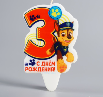 Свеча для торта Щенячий патруль "С Днем рождения", PAW Patrol