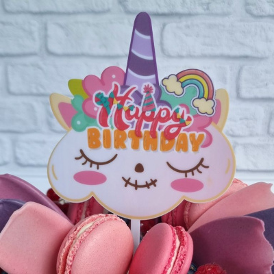 Топпер цветной «Happy Birthday» облачко 