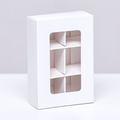 Коробка для 6 конфет 8,7 х 5,8 х 2,5 см, белая